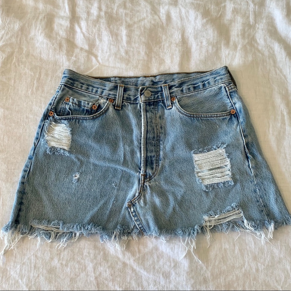 Vintage Levi’s 501 Distressed Denim Mini Skirt
